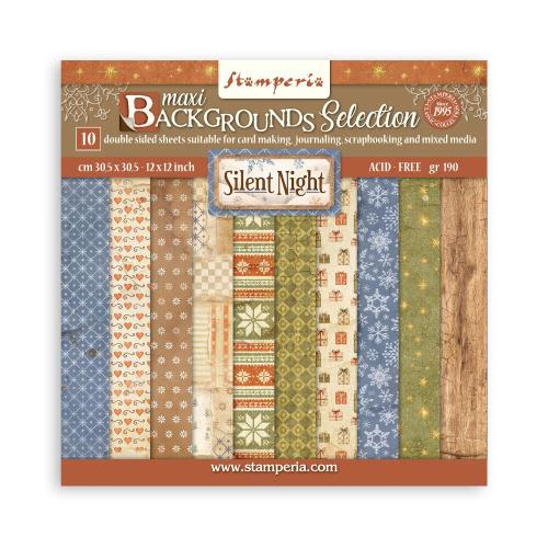 Stamperia Silent Night 12x12 Inch Paper Pack Maxi Background Selection (SBBL193) - Postage as per Actual