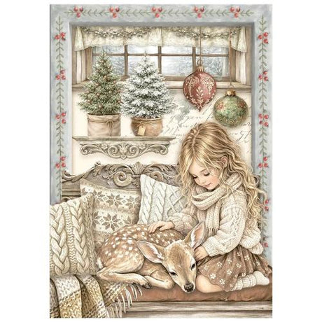 Stamperia White Christmas A6 Mini Rice Paper Selection (8pcs) by Cristina Radovan (DFSA6X10)