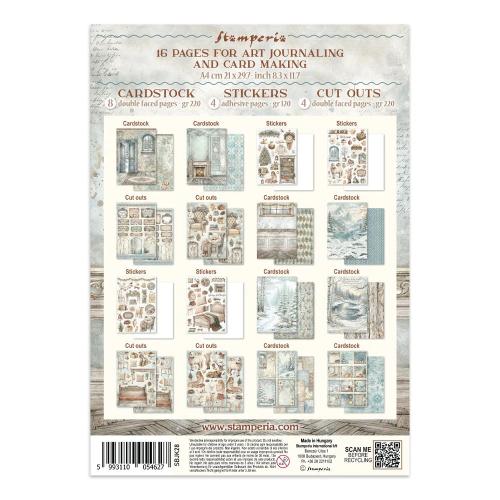 Stamperia White Christmas Junk Journal Stickers, Backgrounds, Cut-Outs by Cristina Radovan (SBJK28)