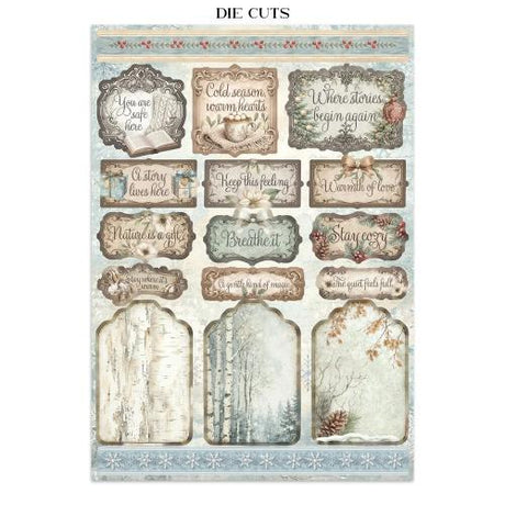 Stamperia White Christmas Junk Journal Stickers, Backgrounds, Cut-Outs by Cristina Radovan (SBJK28)