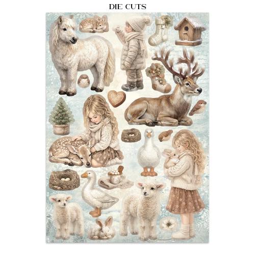 Stamperia White Christmas Junk Journal Stickers, Backgrounds, Cut-Outs by Cristina Radovan (SBJK28)