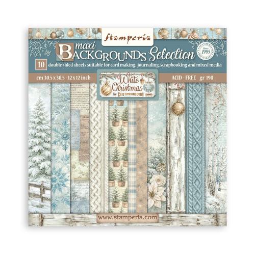Stamperia White Christmas 12x12 Inch Paper Pack Maxi Background Selection by Cristina Radovan (SBBL191) - Postage as per Actual