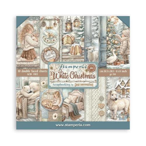 Stamperia White Christmas 8x8 Inch Paper Pack by Cristina Radovan (SBBS146)