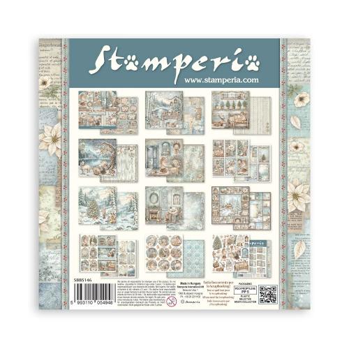 Stamperia White Christmas 8x8 Inch Paper Pack by Cristina Radovan (SBBS146)