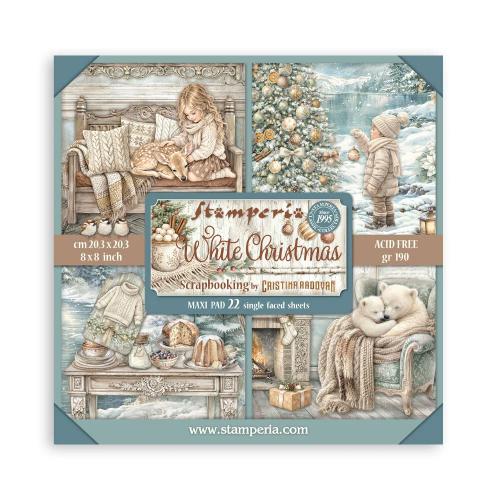 Stamperia White Christmas 8x8 Inch Paper Pack (Single Face) by Cristina Radovan (SBBSXB27)