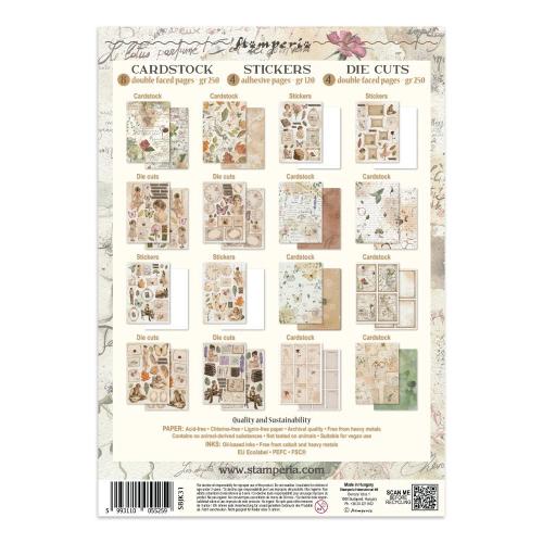 Stamperia Flowers and Poems Junk Journal Stickers, Backgrounds, Cut-Outs (SBJK31)