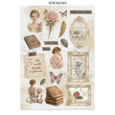 Stamperia Flowers and Poems Junk Journal Stickers, Backgrounds, Cut-Outs (SBJK31)