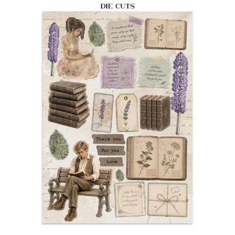 Stamperia Flowers and Poems Junk Journal Stickers, Backgrounds, Cut-Outs (SBJK31)