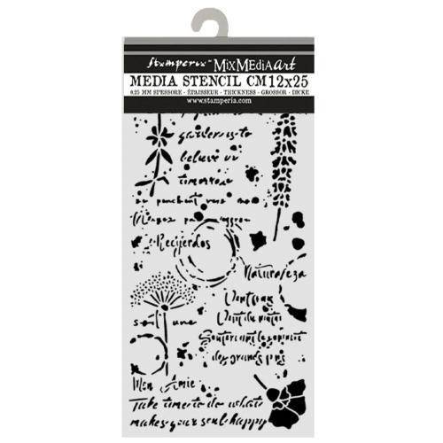 Stamperia Flowers and Poems Thick Stencils 12x25cm Flowers and Writings (KSTDL175)