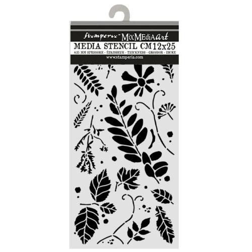 Stamperia Flowers and Poems Thick Stencils 12x25cm Mixed Leaves (KSTDL176)
