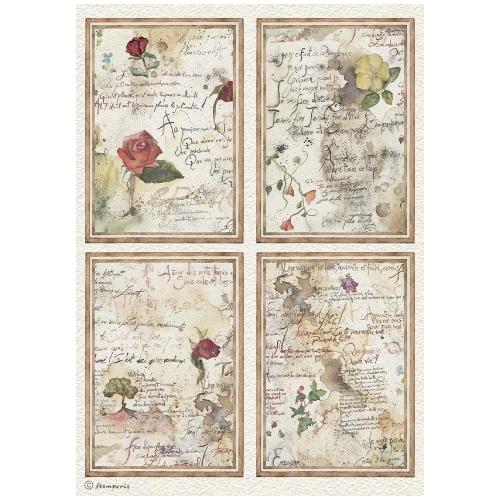 Stamperia Flowers and Poems A4 Rice Paper 4 Cards (6pcs) (DFSA41159)