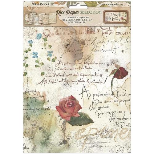Stamperia Flowers and Poems A4 Rice Paper Selection (6pcs) (DFSA4XFP)