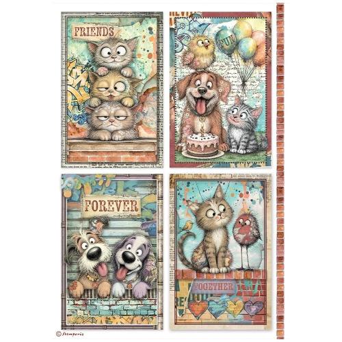 Stamperia Furry Friends 2 A4 Rice Paper Selection (6pcs) by Antonis Tzanidakis (DFSA4XAF)