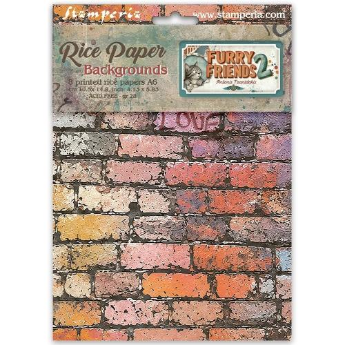 Stamperia Furry Friends 2 A6 Rice Paper Backgrounds Selection (8pcs) by Antonis Tzanidakis (DFSAK6064)