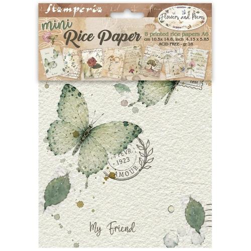 Stamperia Flowers and Poems A6 Mini Rice Paper Selection (8pcs) (DFSA6X13)