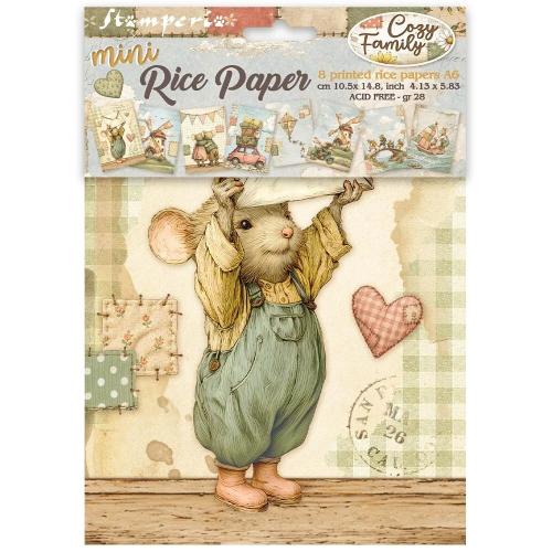 Stamperia Cozy Family A6 Mini Rice Paper Selection (8pcs) (DFSA6X14)