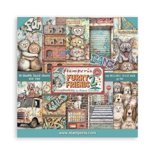 Stamperia Furry Friends 2 12x12 Inch Paper Pack by Antonis Tzanidakis (SBBL194) - Postage as per Actual