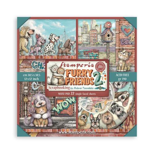 Stamperia Furry Friends 2 12x12 Inch Paper Pack (Single Face) by Antonis Tzanidakis (SBBXLB41) - Postage as per Actual