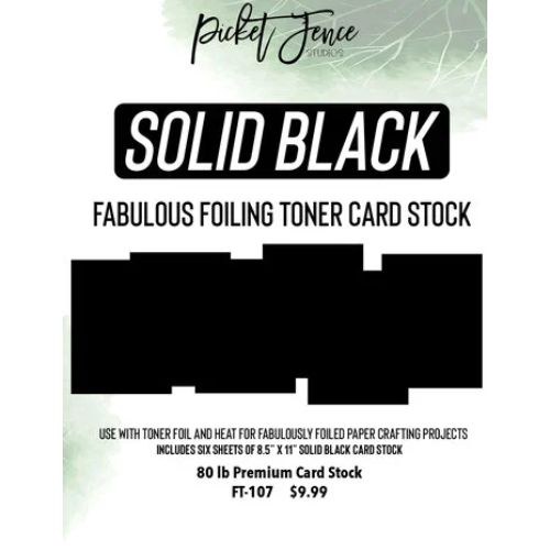 Picket Fence Studios Fabulous Foiling Toner Card Stock Solid Black (6pcs)