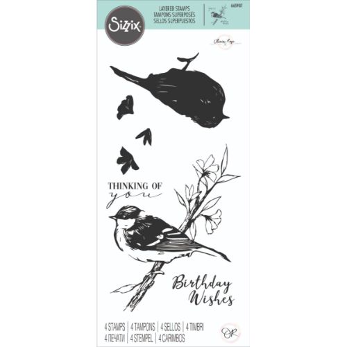 Sizzix Layered Clear Stamps Set 4PK - Summer Bird by Olivia Rose