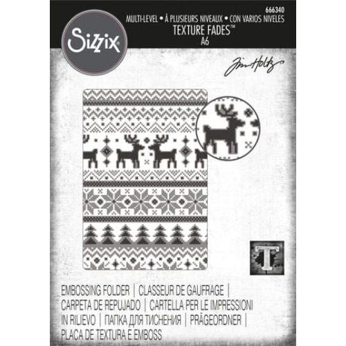 Sizzix Multi-Level Texture Fades Embossing Folder Holiday Knit by Tim Holtz