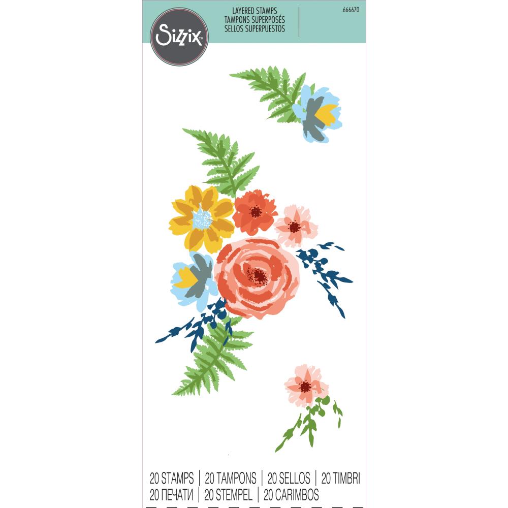 Sizzix Layered Clear Stamps 20/Pkg Painted Florals