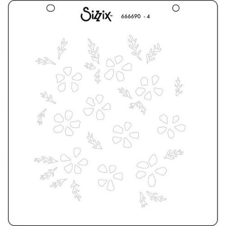 Sizzix Layered Stencils By Eileen Hull 4/Pkg Watercolor Flowers & Lattice - 666690