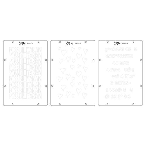 Sizzix Clear Stamp Set 13/Pkg W/Stencils 3/Pkg By Cat Kerr-Possibilitarian - 666757