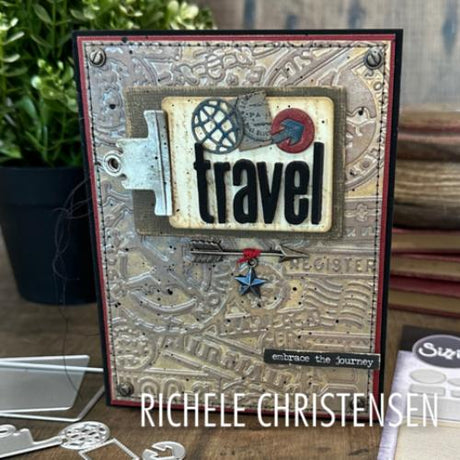 Sizzix Multi Level Textured Impressions Embossing Folder Vault Airmail by Tim Holtz