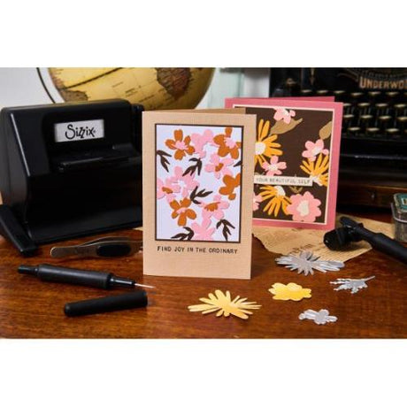 Sizzix 2D TF Embossing Folder w/11PK Thinlit Set  Vault Side-Order Floristry by Tim Holtz