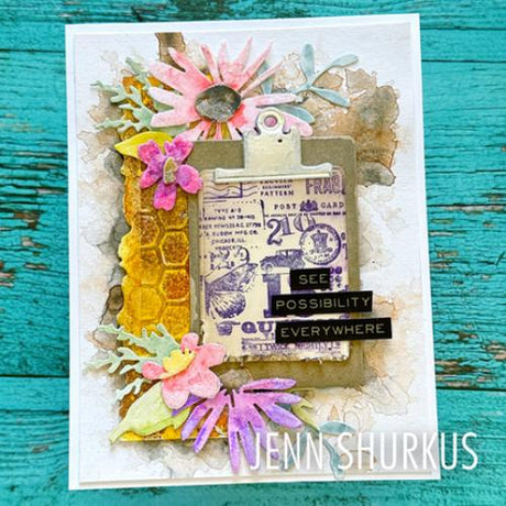 Sizzix 2D TF Embossing Folder w/11PK Thinlit Set  Vault Side-Order Floristry by Tim Holtz