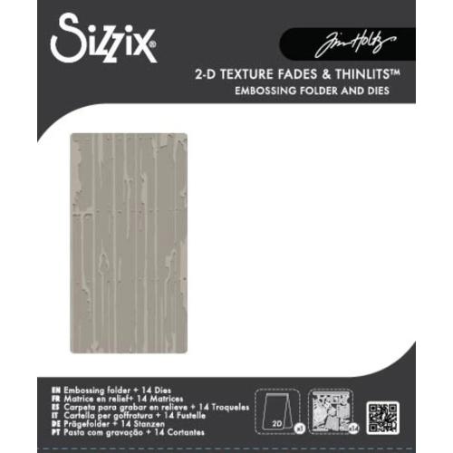 Sizzix 2D Texture Fades Embossing Folder w/14PK Thinlits Set – Vault Side-Order Laboratory by Tim Holtz (666911)