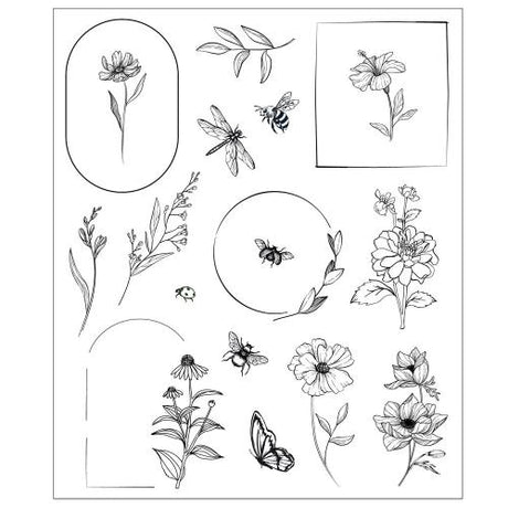 Sizzix Studio Clear Stamps by Willow Wolfe Floral Frames and Mini Flowers (18pcs) (666925)
