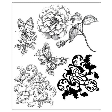 Sizzix Studio Clear Stamps Ornamental Butterflies by Willow Wolfe (667028)