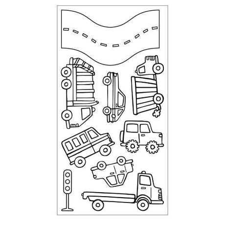 Sizzix Kid Create Clear Stamps Set w/Framelits Die Cars and Trucks (667151)