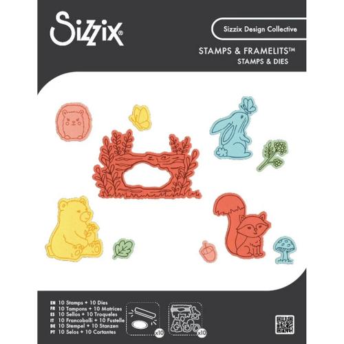 Sizzix Kid Create Clear Stamps Set w/Framelits Die Forest Friends (667153)