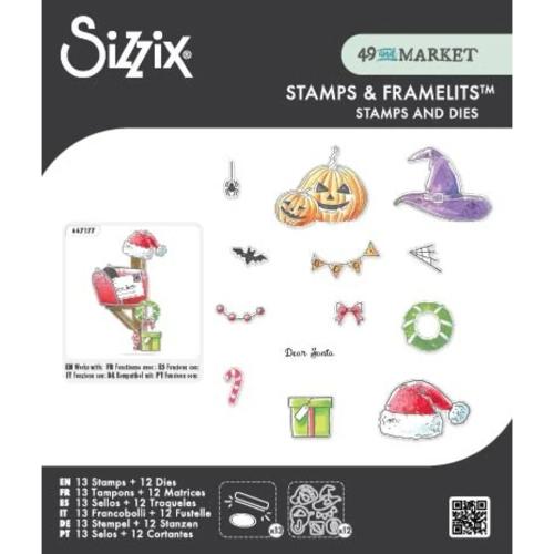 Sizzix Clear Stamps Set w/Framelit Dies Holiday Drop by 49 & Market (667178)