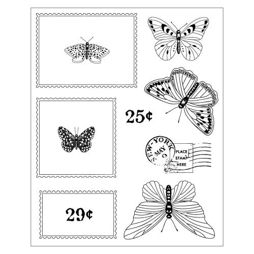 Sizzix Clear Stamps Set w/Framelit Dies Postage Wings by 49 & Market (667182)