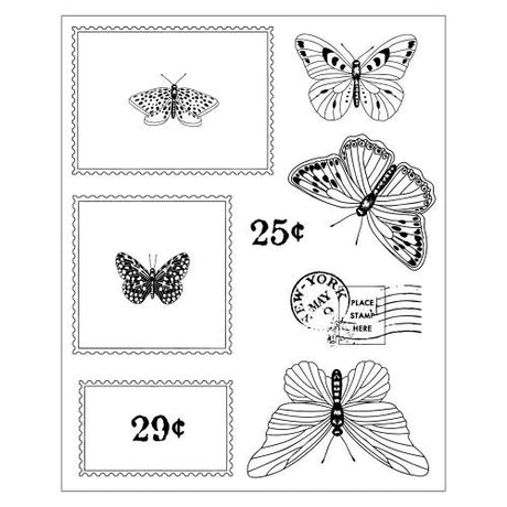 Sizzix Clear Stamps Set w/Framelit Dies Postage Wings by 49 & Market (667182)