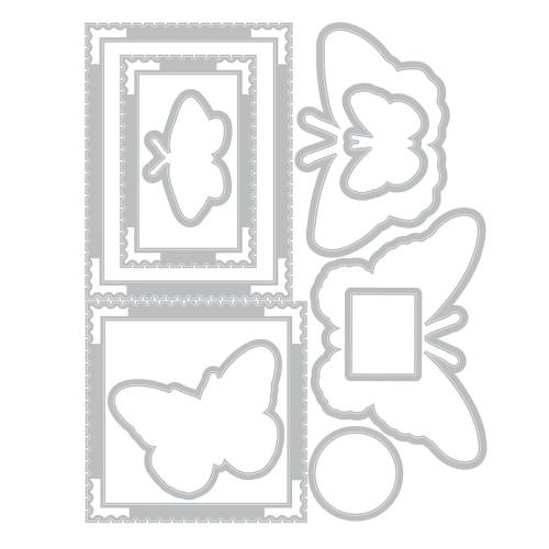 Sizzix Clear Stamps Set w/Framelit Dies Postage Wings by 49 & Market (667182)