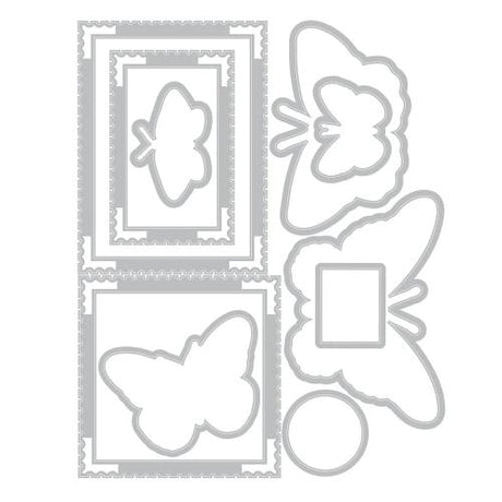 Sizzix Clear Stamps Set w/Framelit Dies Postage Wings by 49 & Market (667182)