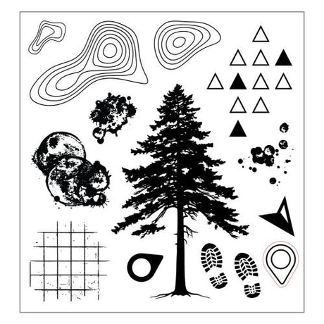 Sizzix Clear Stamps Set w/ Stencils Set Outdoor Essentials by 49 & Market (667185)