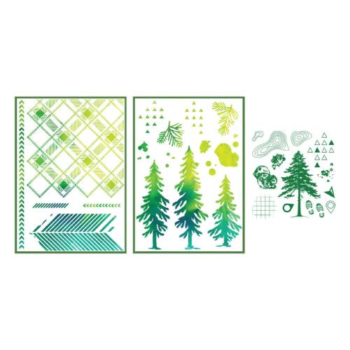 Sizzix Clear Stamps Set w/ Stencils Set Outdoor Essentials by 49 & Market (667185)