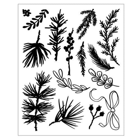 Sizzix Clear Stamps w/ Framelits Die Winter Greenery by Vicki Boutin (667188)