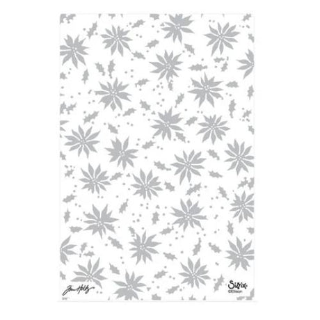 Sizzix 2D Texture Fades w/ A5 Embossing Folder Vault Holly Poinsettia by Tim Holtz (667252)