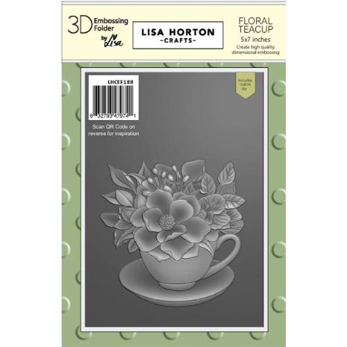 Lisa Horton Crafts Floral Teacup 5x7 3D Embossing Folder & Die