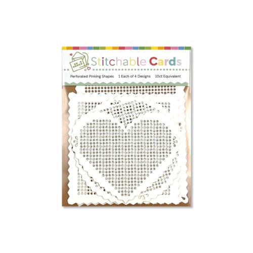 Waffle Flower Stitchable Cards 10/Pkg-Perforated Pinking Shapes SCP201