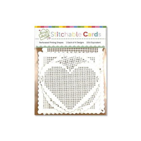 Waffle Flower Stitchable Cards 10/Pkg-Perforated Pinking Shapes SCP201