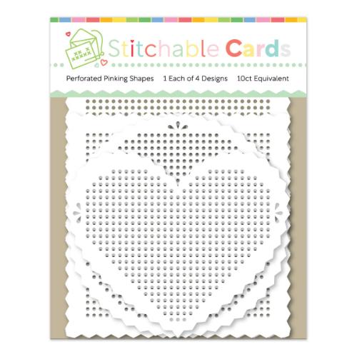 Waffle Flower Stitchable Cards 10/Pkg-Perforated Pinking Shapes SCP201