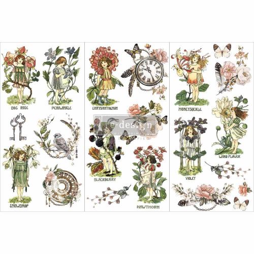 Prima Marketing Re-Design Decor Transfers 6"X12" 3/Sheets Flower Children